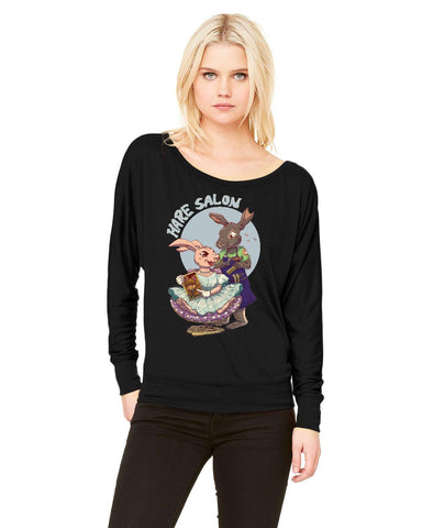 Hare Salon Ladies' Long-Sleeve Off Shoulder T-Shirt