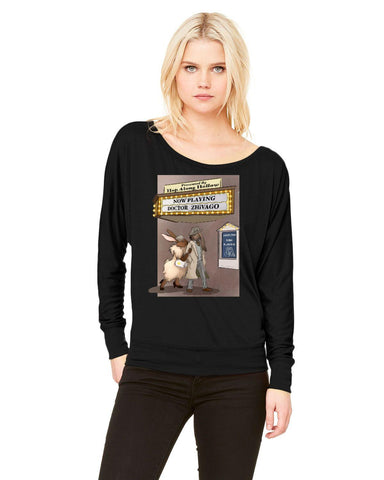 Movie Night Ladies' Long-Sleeve Off Shoulder T-Shirt